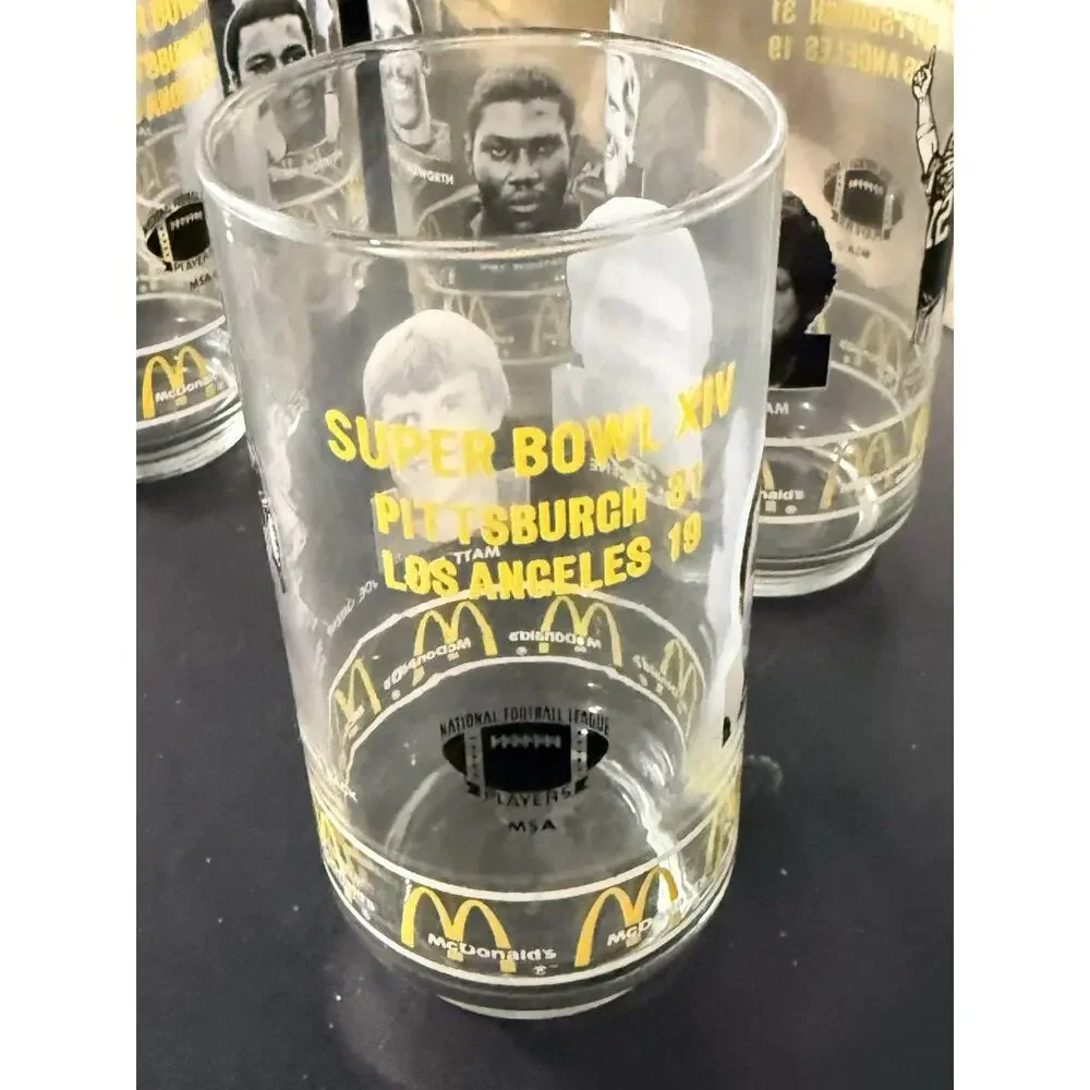 Vintage 1980 McDonald’s Super Bowl XIV Pittsburgh Steelers Glasses Set of 4